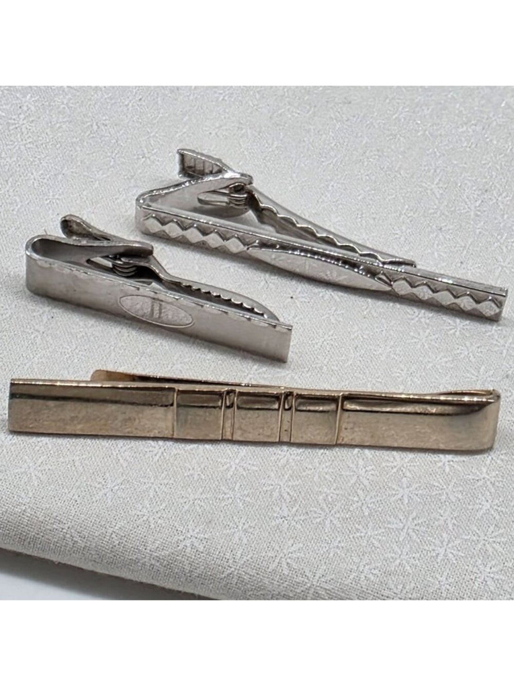 Mens Tie Clips Silver and Money Clip Gold Toned Metal Accessories Vintage